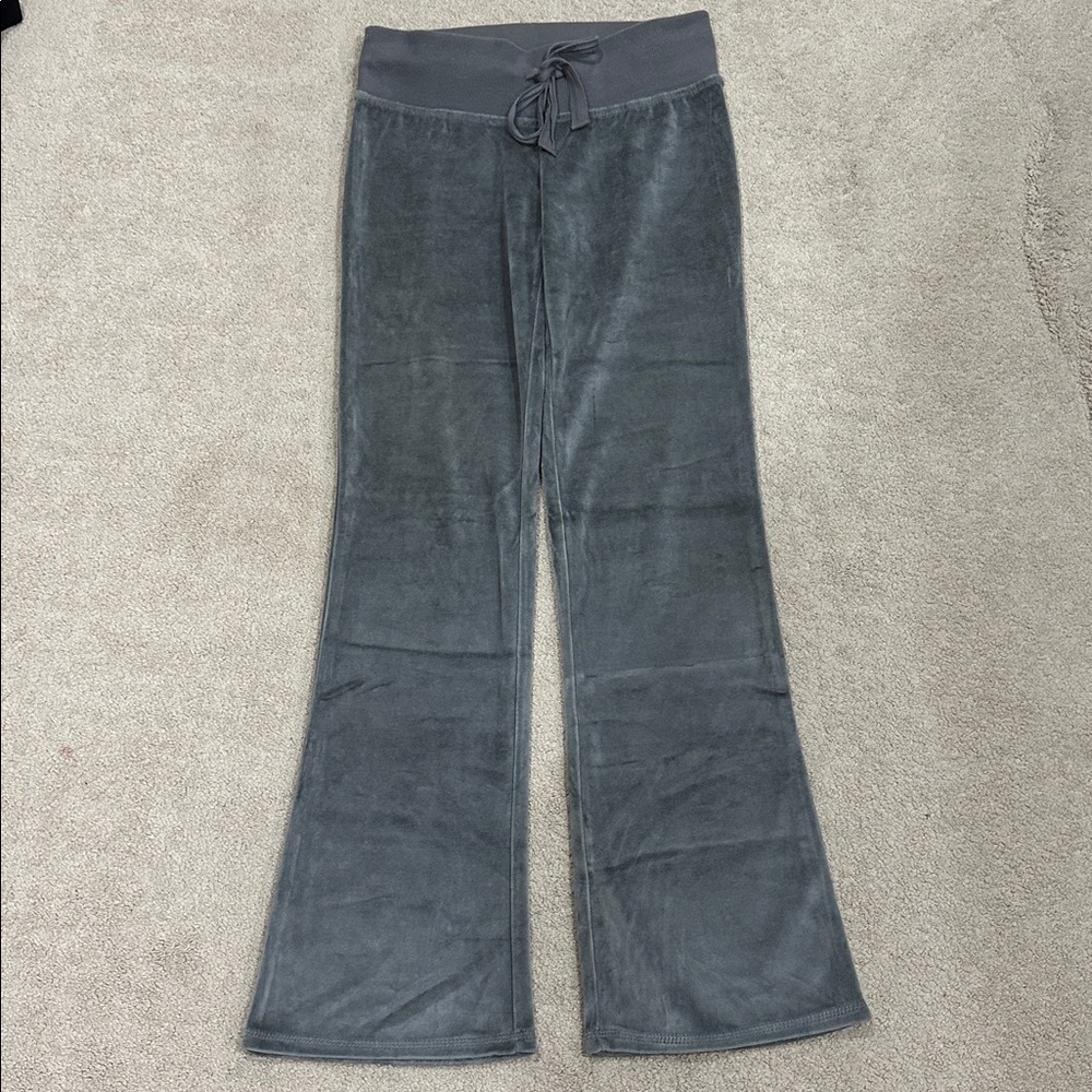 Gray Veloue Flared Low Rise Lounge Pants